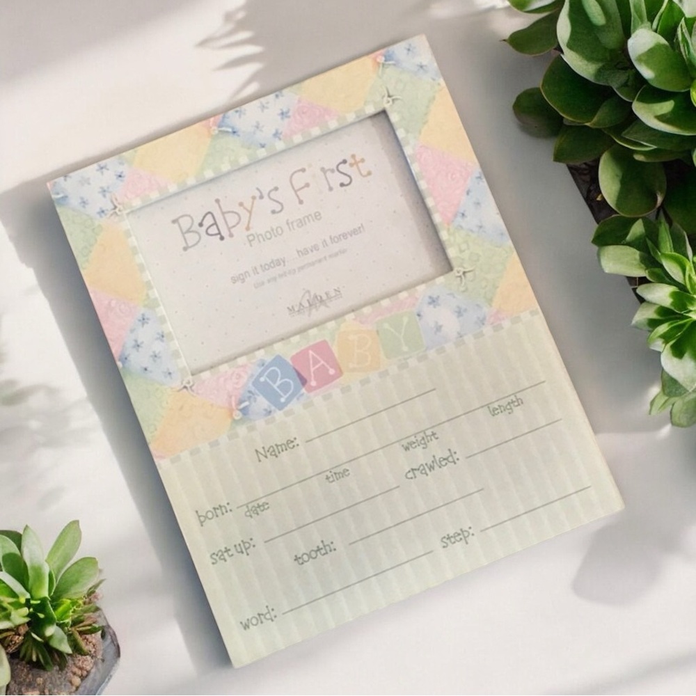 Malden International Designs offers a baby’s first photo frame.